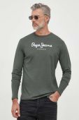 Бавовняний лонгслів Pepe Jeans Eggo колір зелений з принтом