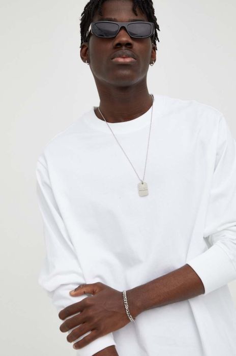 Бавовняний лонгслів G-Star Raw колір білий однотонний (3523243)