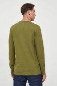 Бавовняний лонгслів United Colors of Benetton колір зелений однотонний (3415085)
