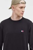 Бавовняний лонгслів Tommy Jeans колір чорний з аплікацією (3557713)