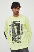 Бавовняний лонгслів Lacoste з принтом колір жовтий