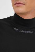 Бавовняний лонгслів Karl Lagerfeld колір чорний однотонний (3533022)