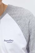 Бавовняний лонгслів Superdry колір білий меланж