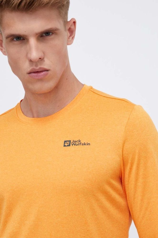 Спортивний лонгслів Jack Wolfskin Sky Thermal колір помаранчевий меланж фото 3