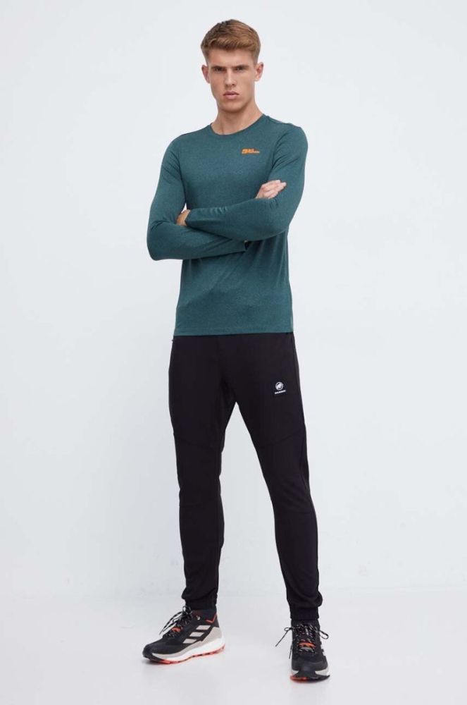 Спортивний лонгслів Jack Wolfskin Sky Thermal колір зелений меланж фото 2