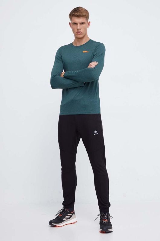 Спортивний лонгслів Jack Wolfskin Sky Thermal колір зелений меланж фото 2