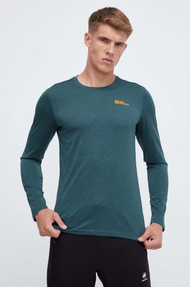 Спортивний лонгслів Jack Wolfskin Sky Thermal колір зелений меланж фото 4
