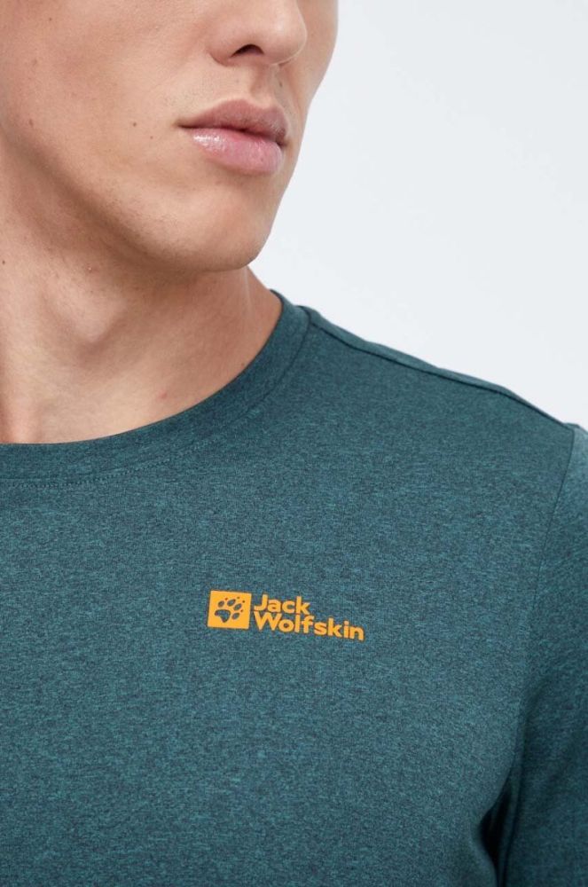 Спортивний лонгслів Jack Wolfskin Sky Thermal колір зелений меланж фото 5