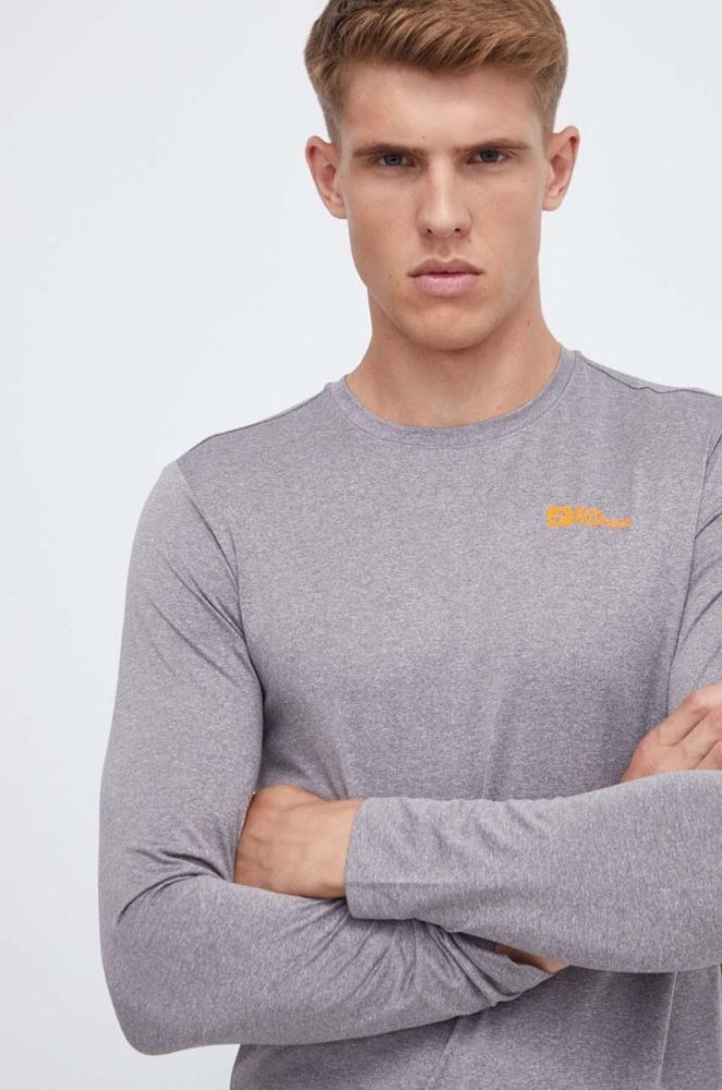 Спортивний лонгслів Jack Wolfskin Sky Thermal колір сірий меланж фото 4
