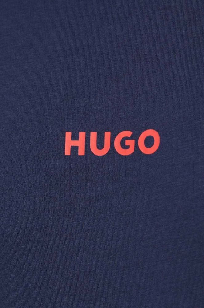 Лонгслів лаунж HUGO колір синій з принтом фото 4