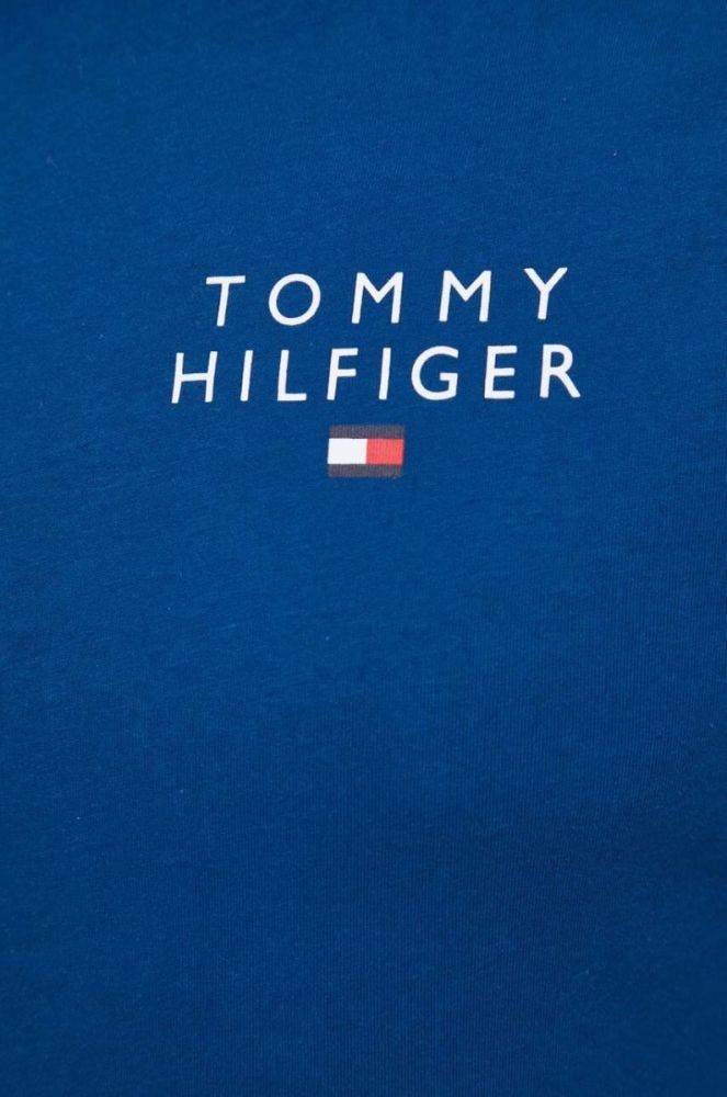 Бавовняний лонгслів лаунж Tommy Hilfiger однотонний колір блакитний фото 5