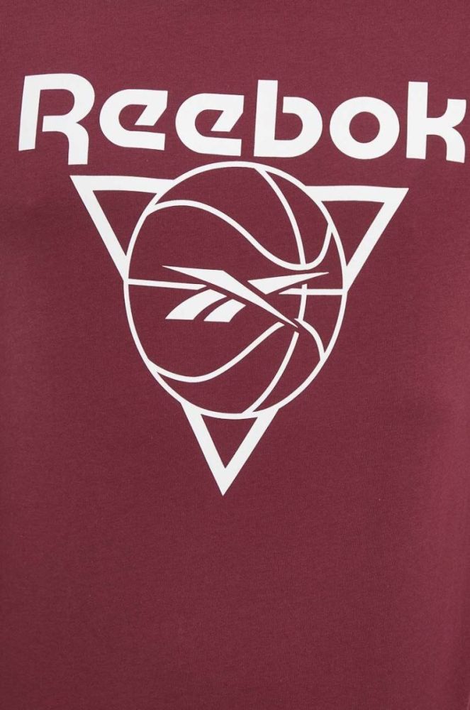 Бавовняний лонгслів Reebok Classic Basketball колір бордовий з принтом фото 5