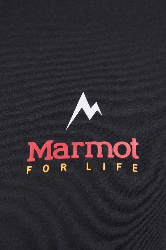 Спортивний лонгслів Marmot Marmot For Life колір чорний з принтом фото 5