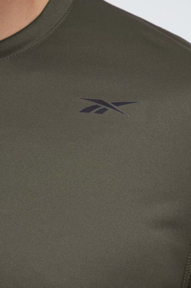 Лонгслів для тренувань Reebok Tech колір зелений однотонний фото 6