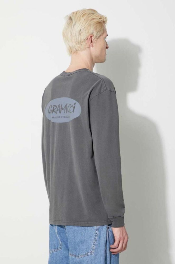 Бавовняний лонгслів Gramicci Original Freedom Oval Longsleeve Tee колір сірий з принтом G3FU.T072 фото 3