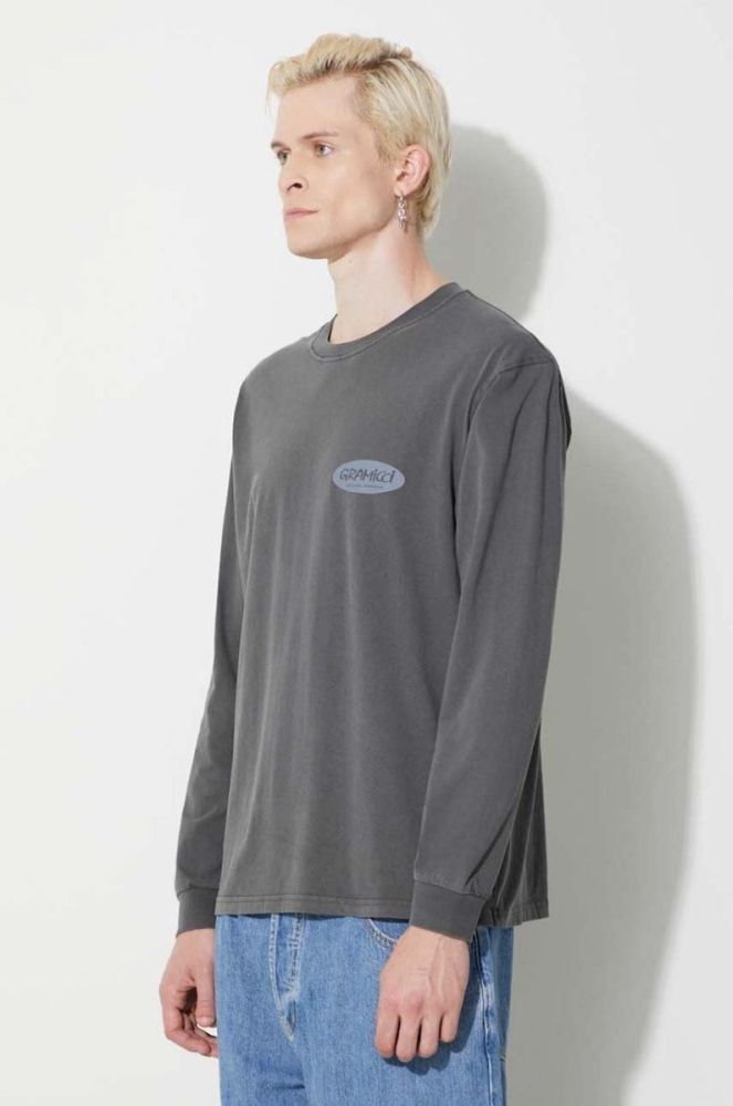 Бавовняний лонгслів Gramicci Original Freedom Oval Longsleeve Tee колір сірий з принтом G3FU.T072 фото 4