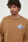 Бавовняна кофта Lacoste чоловіча колір бежевий з аплікацією