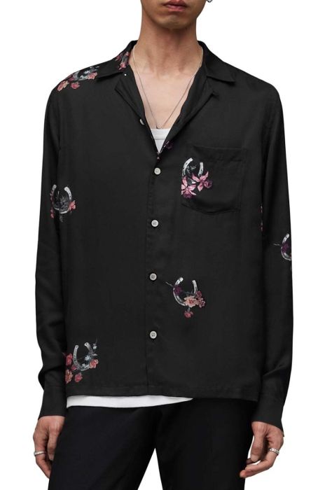 Сорочка AllSaints Goodluck чоловічі колір чорний relaxed
