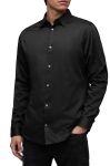 Бавовняна сорочка AllSaints Simmons чоловічі колір чорний slim класичний комір Бавовняна сорочка AllSaints Simmons чоловічі колір чорний slim класичний комір