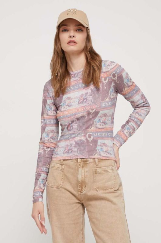 Лонгслів Guess Originals колір рожевий візерунок (3541269)