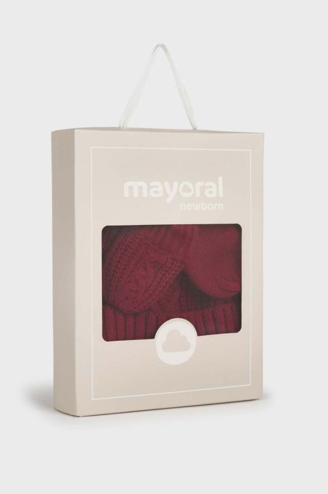 Дитяча шапка і рукавички Mayoral Newborn колір червоний фото 3