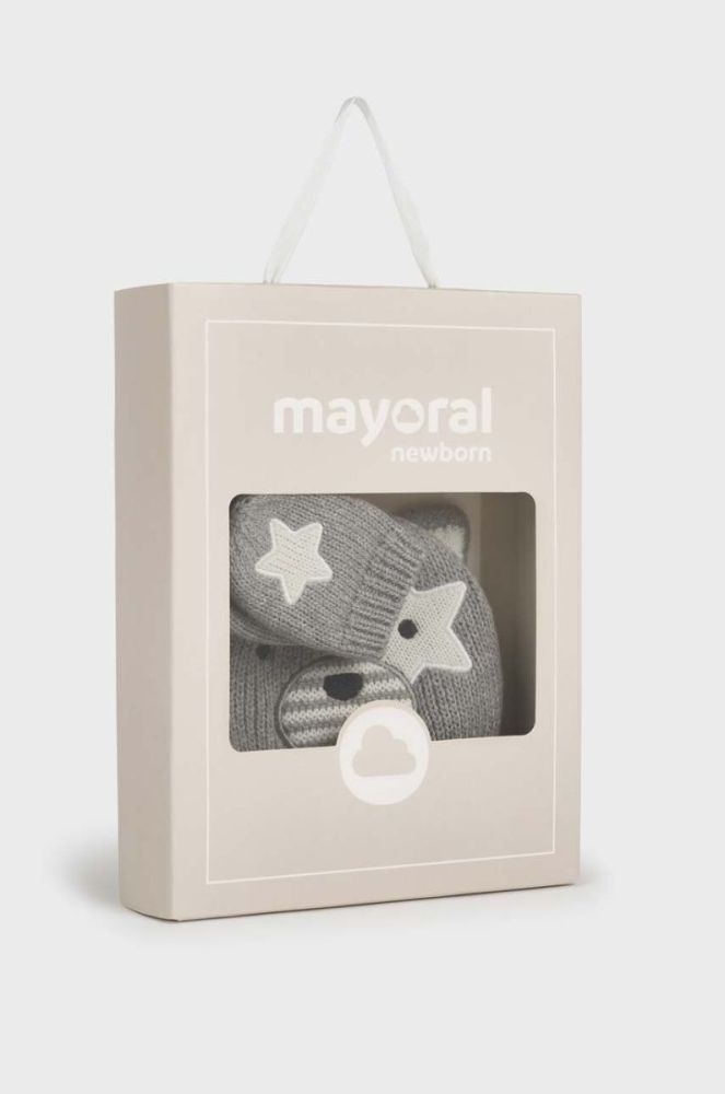 Дитяча шапка і рукавички Mayoral Newborn Gift box колір сірий фото 4