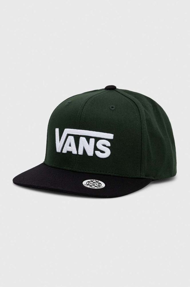 Дитяча бавовняна кепка Vans BY DROP V II SNAPBACK BOYS колір зелений з аплікацією