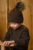 Дитяча шапка з домішкою вовни Jamiks COLD II колір коричневий