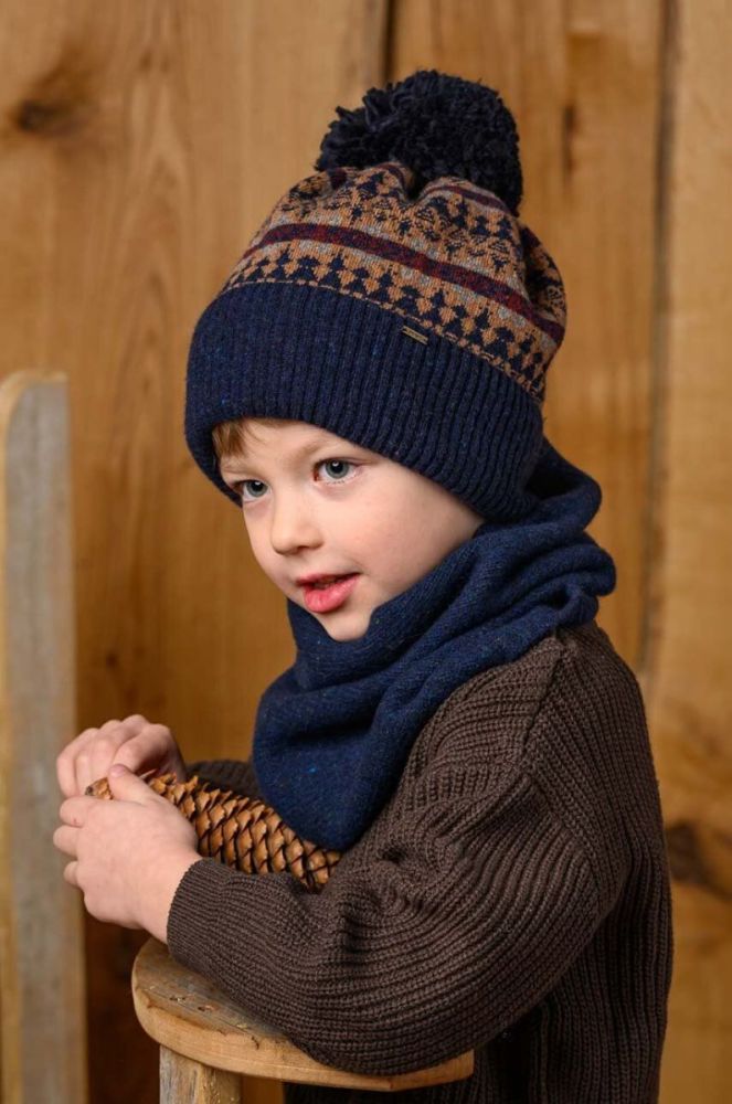 Дитяча вовняна шапка Jamiks колір блакитний фото 3