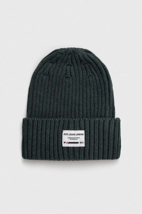 Дитяча шапка з домішкою вовни Pepe Jeans колір зелений