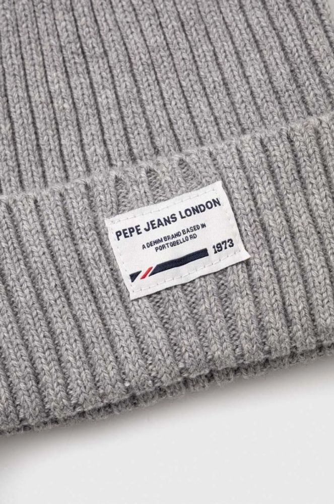 Дитяча шапка з домішкою вовни Pepe Jeans колір сірий фото 3