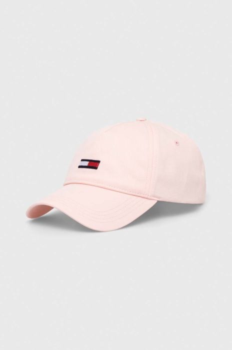 Бавовняна бейсболка Tommy Jeans колір рожевий з аплікацією (3253610)