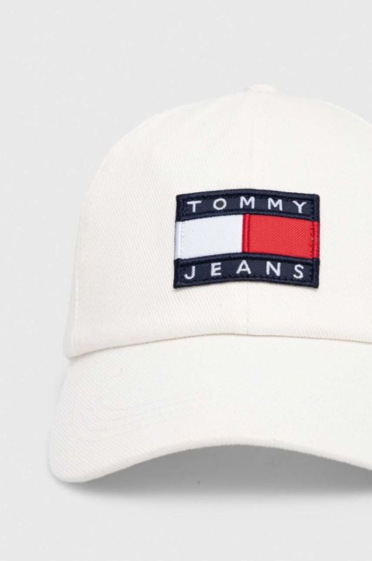 Бавовняна бейсболка Tommy Jeans колір білий з аплікацією (3272201) фото 2