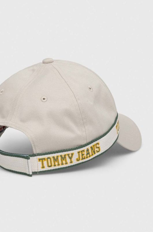 Бавовняна бейсболка Tommy Jeans колір бежевий з принтом фото 2