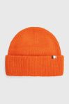 Вовняна шапка BOSS колір помаранчевий з товстого трикотажу вовна Вовняна шапка BOSS колір помаранчевий з товстого трикотажу вовна