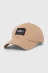 Бавовняна бейсболка HUGO колір бежевий з аплікацією (3359957) Бавовняна бейсболка HUGO колір бежевий з аплікацією (3359957)