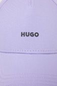 Бавовняна бейсболка HUGO колір фіолетовий з принтом