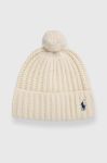 Вовняна шапка Polo Ralph Lauren колір бежевий з товстого трикотажу вовна (3419474) Вовняна шапка Polo Ralph Lauren колір бежевий з товстого трикотажу вовна (3419474)