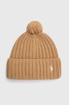 Вовняна шапка Polo Ralph Lauren колір бежевий з товстого трикотажу вовна (3419475) Вовняна шапка Polo Ralph Lauren колір бежевий з товстого трикотажу вовна (3419475)