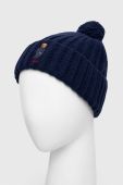 Вовняна шапка Polo Ralph Lauren колір синій з товстого трикотажу вовна