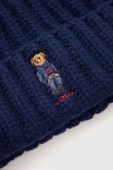 Вовняна шапка Polo Ralph Lauren колір синій з товстого трикотажу вовна