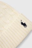 Бавовняна шапка Polo Ralph Lauren колір бежевий з тонкого трикотажу з бавовни
