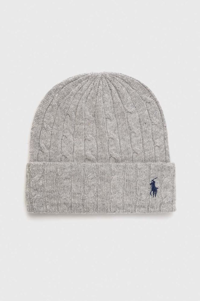 Вовняна шапка Polo Ralph Lauren колір сірий вовна (3473696)