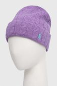 Вовняна шапка Polo Ralph Lauren колір фіолетовий вовна Вовняна шапка Polo Ralph Lauren колір фіолетовий вовна