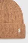 Вовняна шапка Polo Ralph Lauren колір бежевий вовна