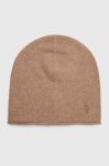Вовняна шапка Polo Ralph Lauren колір бежевий з тонкого трикотажу вовна Вовняна шапка Polo Ralph Lauren колір бежевий з тонкого трикотажу вовна