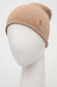Вовняна шапка Polo Ralph Lauren колір бежевий з тонкого трикотажу вовна