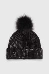 Шапка Kurt Geiger London колір чорний з товстого трикотажу Шапка Kurt Geiger London колір чорний з товстого трикотажу