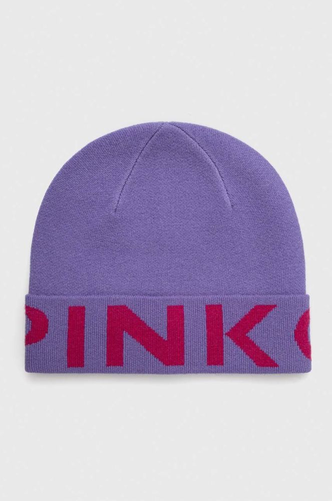 Вовняна шапка Pinko колір фіолетовий з тонкого трикотажу вовна