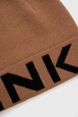 Вовняна шапка Pinko колір коричневий з тонкого трикотажу вовна